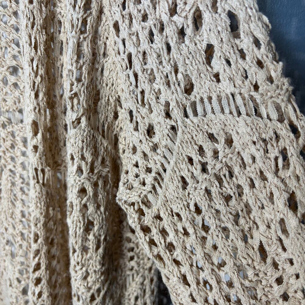 Back In The Saddle Sweater Open Knit Cardigan Ethereal Crochet Cottagecore M - Picture 2 of 6